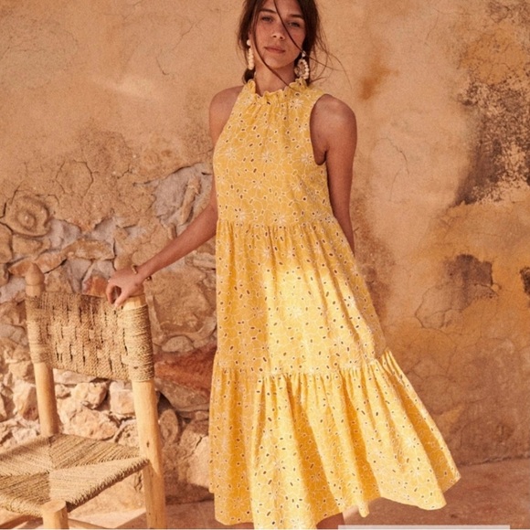 NWT, Sezane yellow eyelet dress, size 38 - Picture 4 of 8